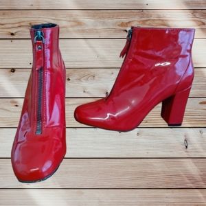 Tahari Red Shiny Booties Size 6.5